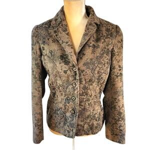 Cold Water Creek Vintage Women's Floral tapestry Blazer Jacket Size 8
